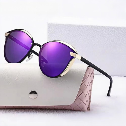 Vintage Retro Polarized Sunglasses Women's Cat Eye Ladies Large Mirrored UV400 - Picture 19 of 32