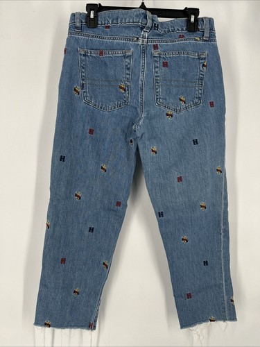 Tommy Hilfiger Denim Women's Boyfriend Crop Embroidered Crest Jeans Sz 6 32x25 - Picture 3 of 10