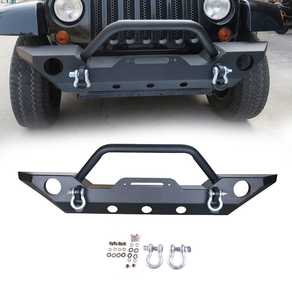 2007-2018 Jeep Wrangler JK Textured Steel Front Bumper with Winch Guard