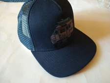 New Prana Hat Mens Blue Flat Brim Trucker Mesh Snapback Cap Outdoor Summer 