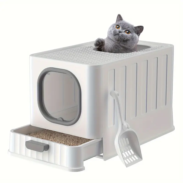 Katzenklo Katzen Hauben Toilette Mit Deckel Xxl 48 Cm Wc Extrahohe Unterschale-image