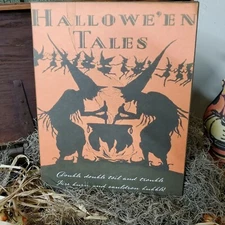 OLD PRIMITIVE VINTAGE VICTORIAN STYLE HALLOWEEN TALES WITCH BREW CAULDRON SIGN