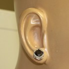 New 925 sterling silver 4ct black white diamond button stud earrings ladies — photo 7