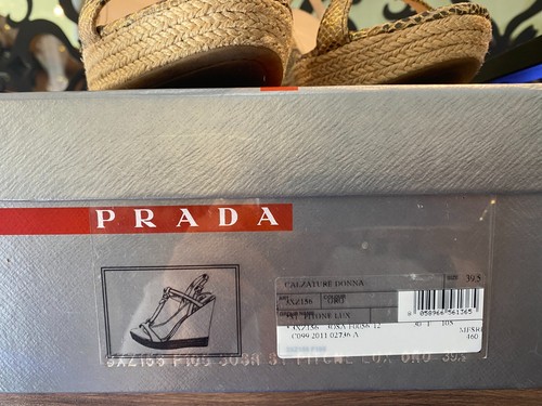 Zapatos Prada Talla 8 EE. UU. / 39,5 UE Marrón Estampado Animal Plataforma Cuñas con Caja - Imagen 6 de 6
