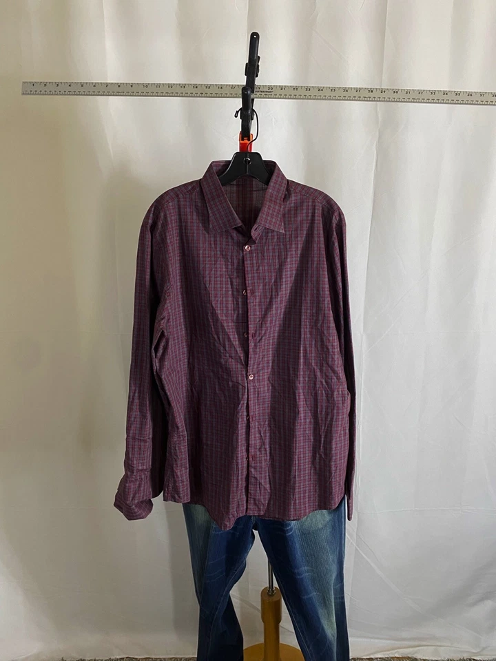 J Lindeberg Red Check LONG SLEEVE SHIRT XL 17 x 37/38 Extra Large  - Image 2 of 4