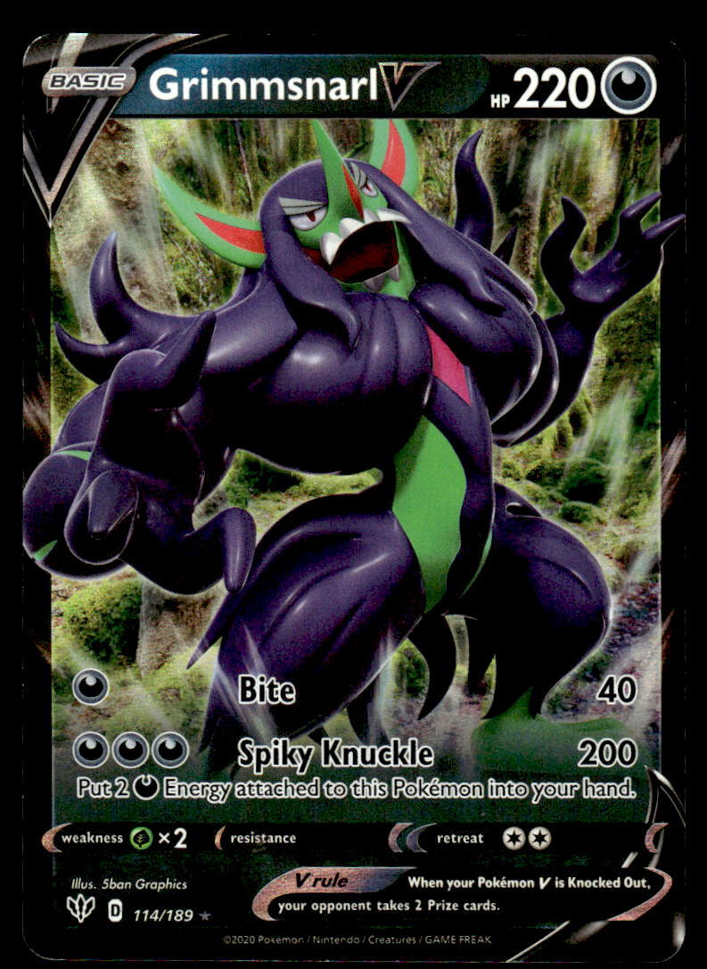 Pokemon TCG SWSH03: Darkness Ablaze #114/189 Grimmsnarl V NM