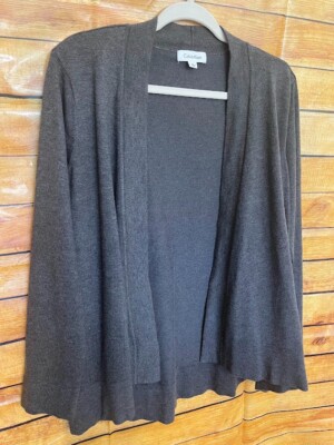 Womens Calvin Klein Gray Open Front Cardigan Size L