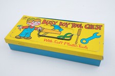 Ohio Art Busy Boy Tin Tool Chest Toy S3L w/Pair Pliers Litho Stash Box