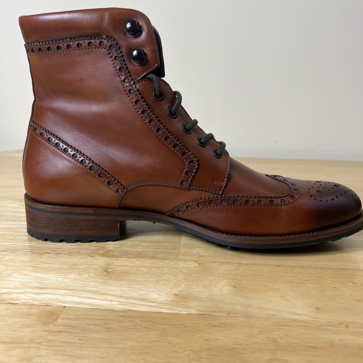 16545 MAGNANNI Brown Leather WINGTIP Chukka Boots Size 9 | eBay display picture 1