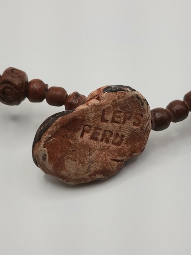 LEPS Peru Hound Dog Necklace Pottery Beads 19.5" Beagle or Bassett Fun Whimsical - Picture 3 of 5