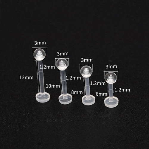10Pcs Clear Acrylic Lip Studs - Piercing Labret Ring Helix Cartilage Earring - - Picture 2 of 14
