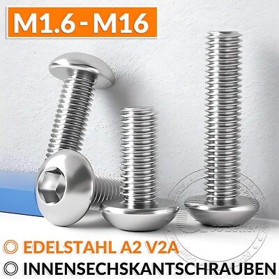 M1.6 M2 M3-M16 Linsenkopfschrauben A2 Edelstahl DIN7380 Innensechskant Schrauben