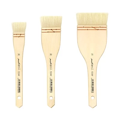 XDT ART SUPPLIES XDT#5249 Hake Artist Paint Brush 3 Piece Set Medium Soft Premium Goat Hair