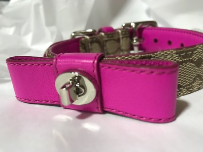 coach dog collar シグネチャー リード&首輪 セット 小型犬　S NEW COACH SET PINK BOW SIGNATURE EXTRA SMALL DOG COLLAR & LEASH S