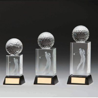 Sterling Kristall Golfball Trophäe - Kostenlose Gravur - Präsentationsbox -