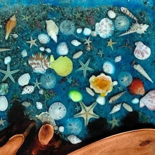 Mesa de centro cuadrada de resina epoxi única consola de noche bar escritorio sala de estar decoración Foto 3 de 4