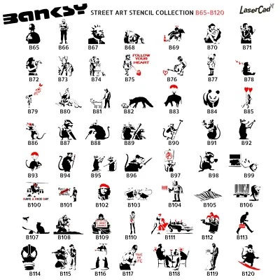 Schablonen BANKSY (B65-B120), DIN A5 A4 A3 Stencil für Airbrush, Graffiti, Malen