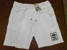 48 Timberland YC Tree Logo Summer Fleece Shorts White Black sz L