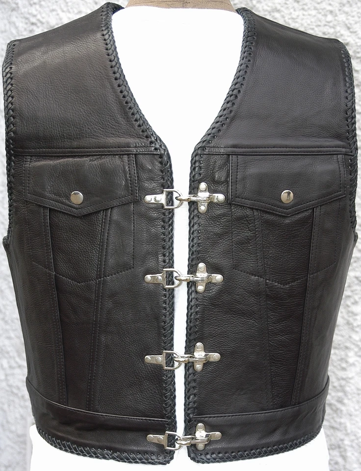 BAD COMPANY LEATHERWEAR, CHACHA Lederweste,Paul,Glattleder ChaCha Leder-Bad Company,Rockerkutte,Clubweste,Kutte