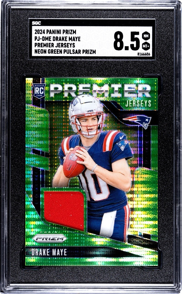 Drake Maye 2024 Panini Prizm Rookie Premier Jerseys Neon Green