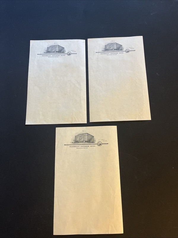 Vintage PENOBSCOT EXCHANGE HOTEL BANGOR, MAINE Stationary Letterhead