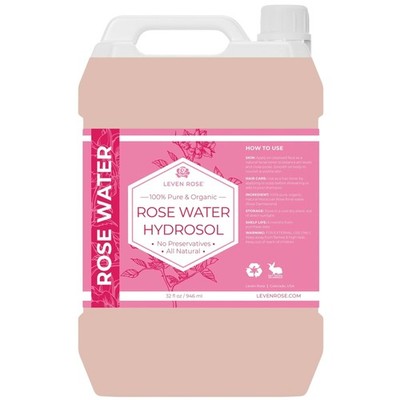 Pure Rose Water Hydrosol, 32 oz Bulk Refill