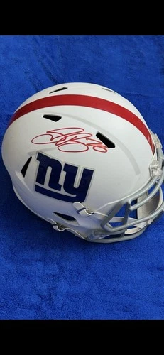 Saquon Barkley Autographed Full Size Flat White Replica Helmet Beckett COA NYG