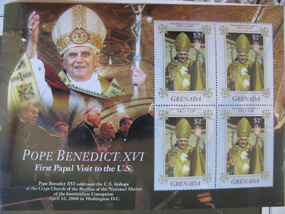 #ad #ad Grenada stamps Pope Benedict XVI visit to US Souvenir Sheet MNH $4.00