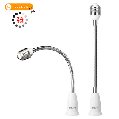 DiCUNO E26 to Socket Extender 10.83 Inch, Flexible 2-Pack, White