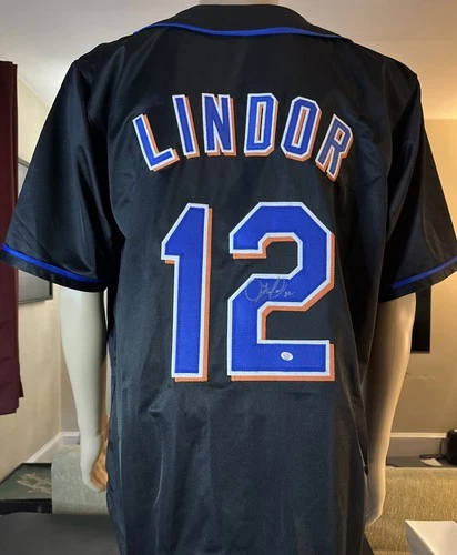 FRANCISCO LINDOR Signed Pro Style Baseball Jersey PAAS COA - NY Mets