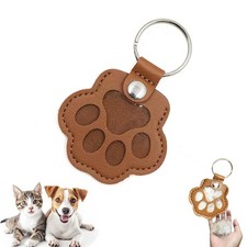 Pet Memorial Gifts for Cat Dog, Cute Leather Paw Keychain, Pet Hair Keepsake ...