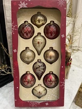 Kirklands Cosco 10 Hand Decorated Glass Ornaments Boules Adornos New