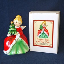 Christmas Angel With Tree Planter Vase Original Box