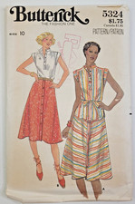 VTG 70s Butterick Sew Pattern 5324 Misses Shirt, Buttoned Skirt,  Belt Sz 10 UC
