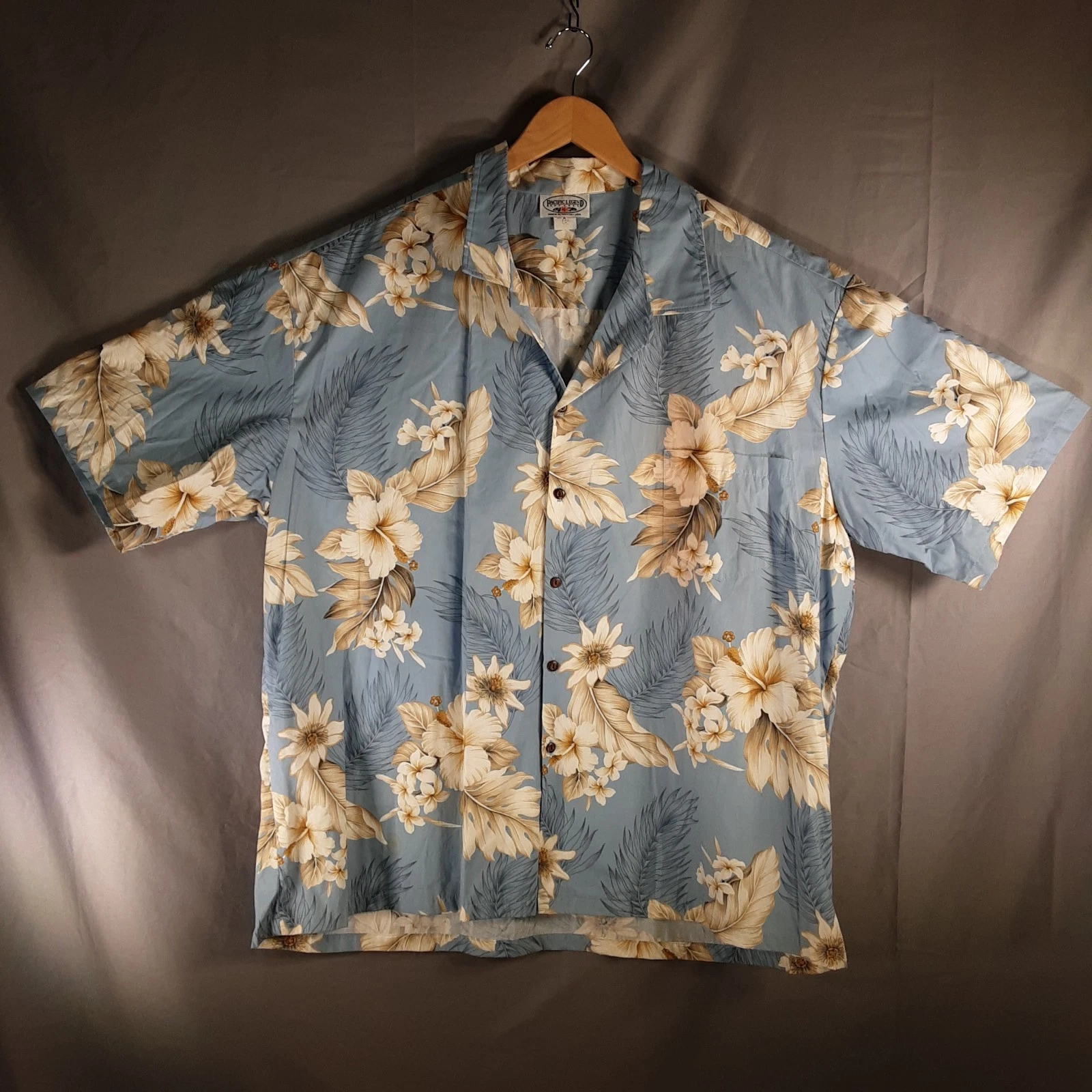 Pacific Legend Mens Light Blue Hawaiian Short Sleeve Button Up Shirt Size 4XL