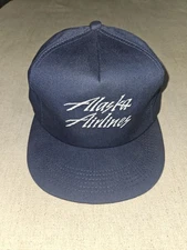 Vintage Alaska Airlines K-Products Snapback Hat Cap Blue Made In USA