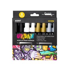 Kent Urban Acrylic Paint Markers Icon Set Pack of 8 Multi-Surface Pens