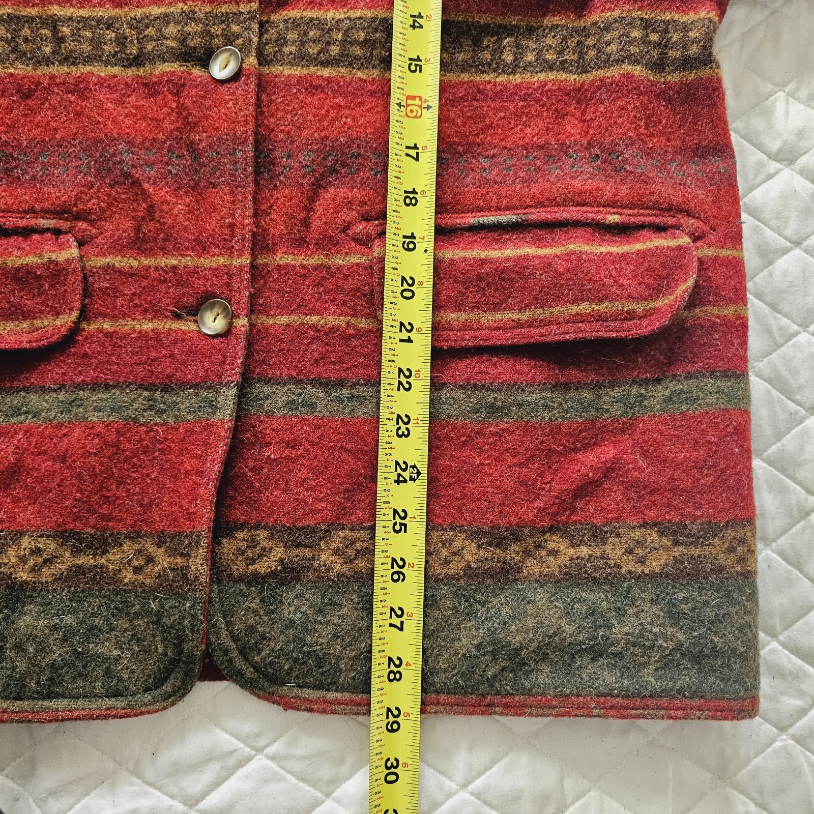 VTG Eddie Bauer Aztec Pattern Wool Button Up Jack… - image 5