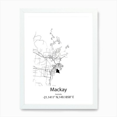 Mackay,Australia Minimalist Map Art Framed Wall Art Poster Canvas Print Picture