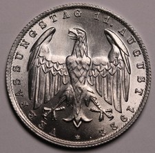 1922 J Germany 3 Mark Weimar Republic Aluminium Coin Unc KM# 29