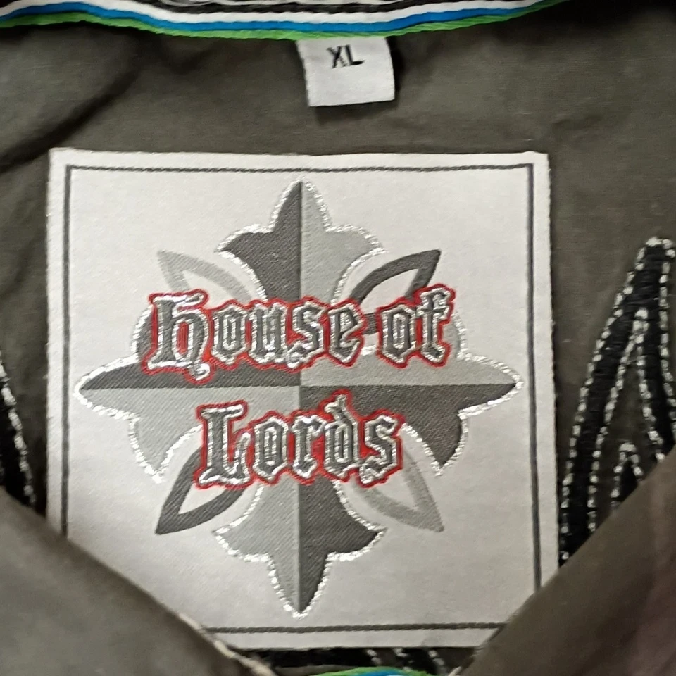 👾House Of Lords Grey Western Button Up Black Embroidery Design Men's Size XL - Image 2 of 4