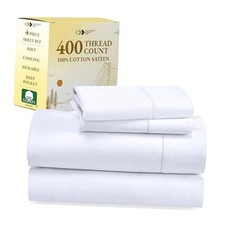 Size Bed Sheets Set - Soft 400 Thread Count Sateen, Natural Full 01 - White