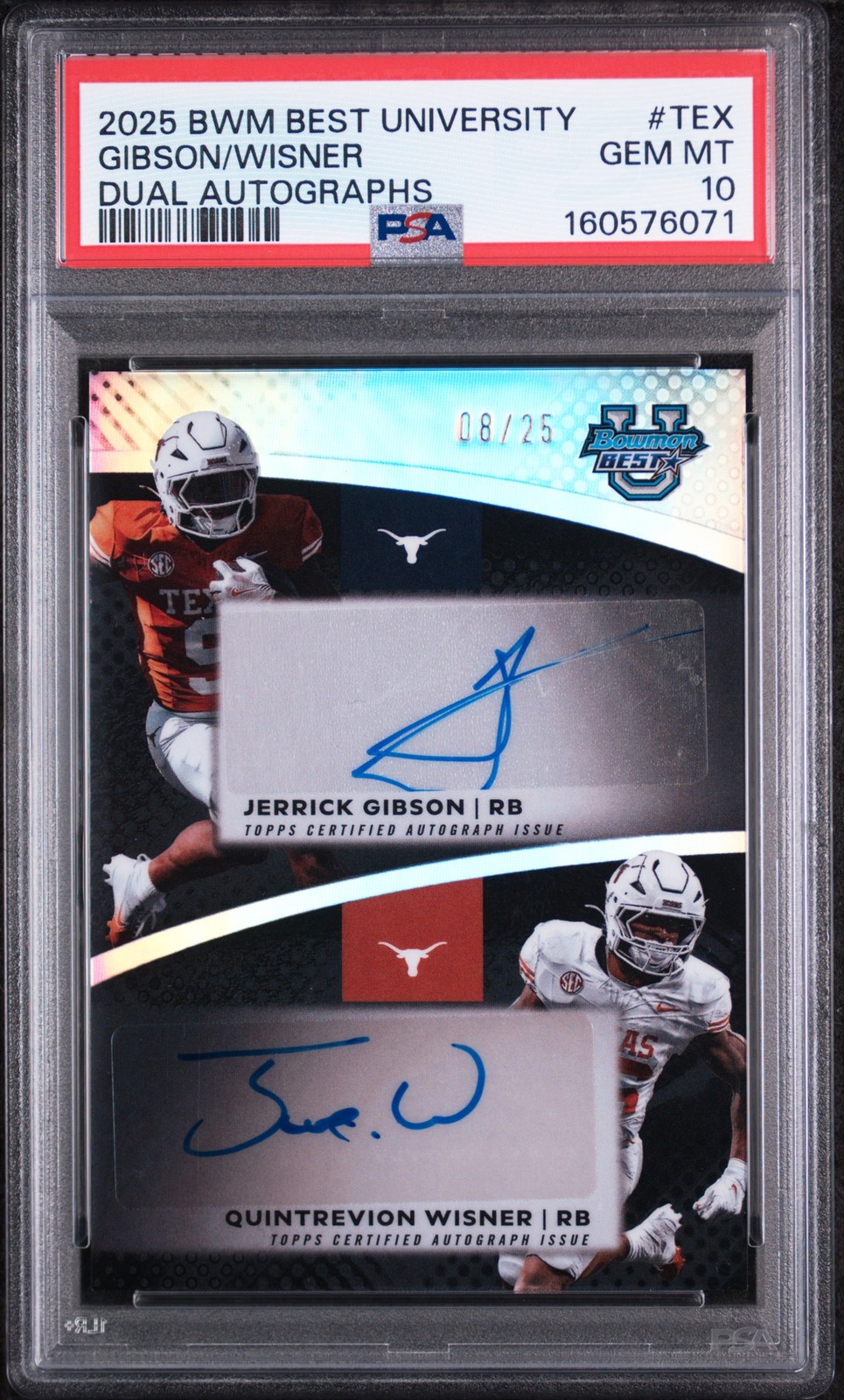 BOWMAN BEST UNIVERSITY DUAL AUTOS JERRICK GIBSON/QUINTREVION WISNER 08/ ...