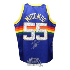 Dikembe Mutombo Autographed Nuggets Mitchell & Ness Blue Basketball Jersey - BAS