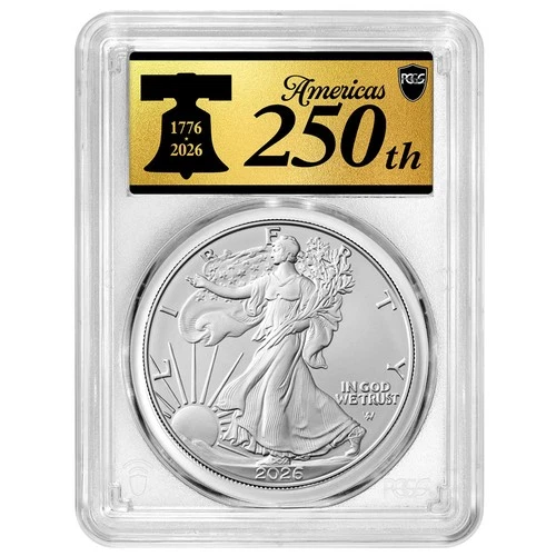 2026 $1 1-oz American Silver Eagle PCGS MS70 FS American 250th Anniversary Label