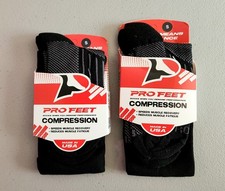 PRO FEET Compression Socks Sz. S (7-9) Black - 2 Pairs Made In USA