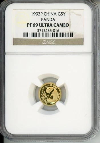 1993-P 5Y 5 YUAN G5Y Chinese PROOF GOLD PANDA 1/20 Oz NGC PR69 PF69 CHINA SCARCE