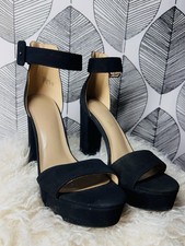 Dream Pairs Women s Black Leather Platform Block Heel Sandals Ankle Strap 8 M