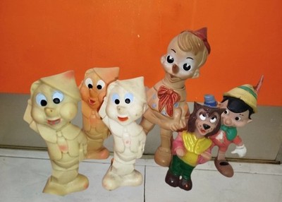Pinocchio Ledraplastic Ledra Wdp Cat Rubber No Rubber Pouet Dolls Lot