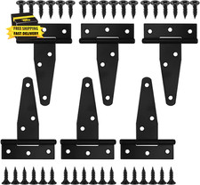 6 Pack 3 Inch T Strap Hinges Heavy Duty Black Outdoor Tee Hinge